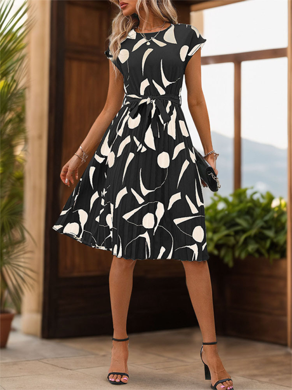 Neues Plisseekleid mit geometrischem Muster für Damen