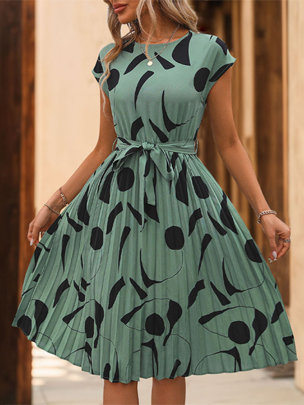 Neues Plisseekleid mit geometrischem Muster für Damen