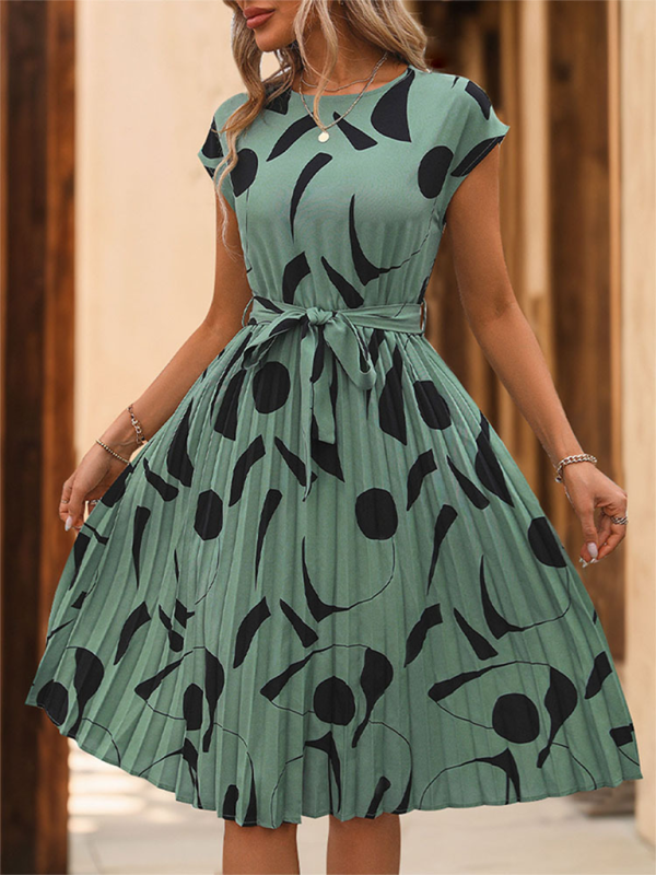 Neues Plisseekleid mit geometrischem Muster für Damen
