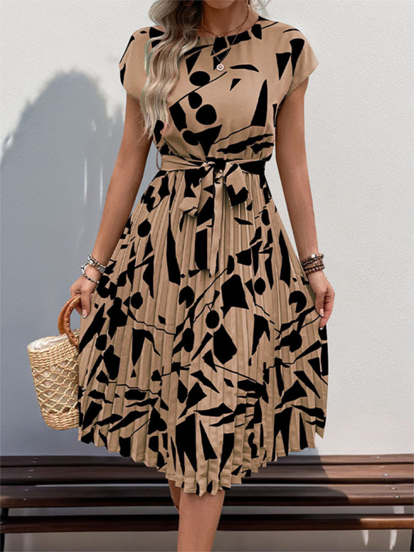 Neues Plisseekleid mit geometrischem Muster für Damen