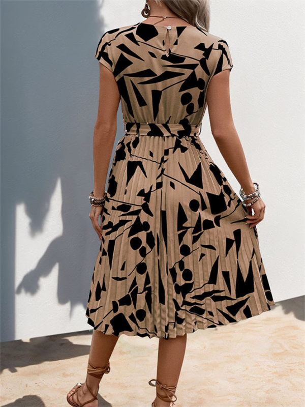 Neues Plisseekleid mit geometrischem Muster für Damen