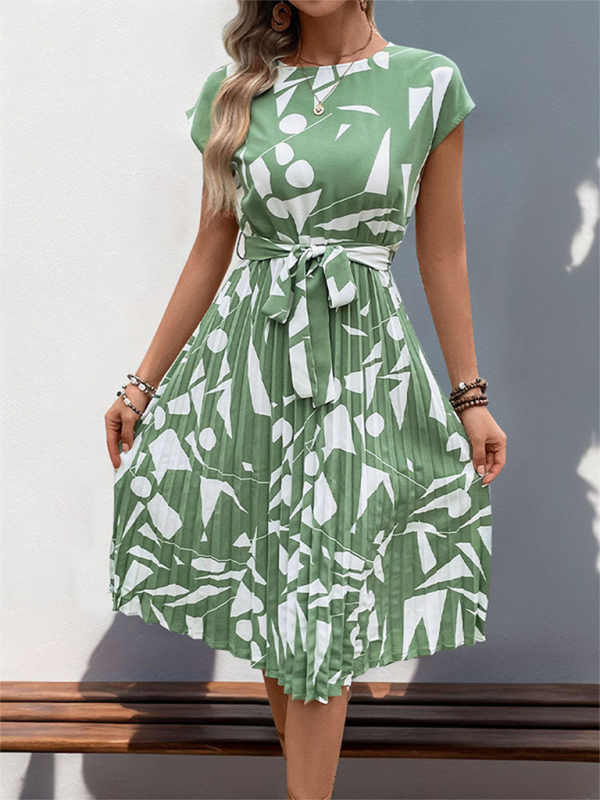 Neues Plisseekleid mit geometrischem Muster für Damen
