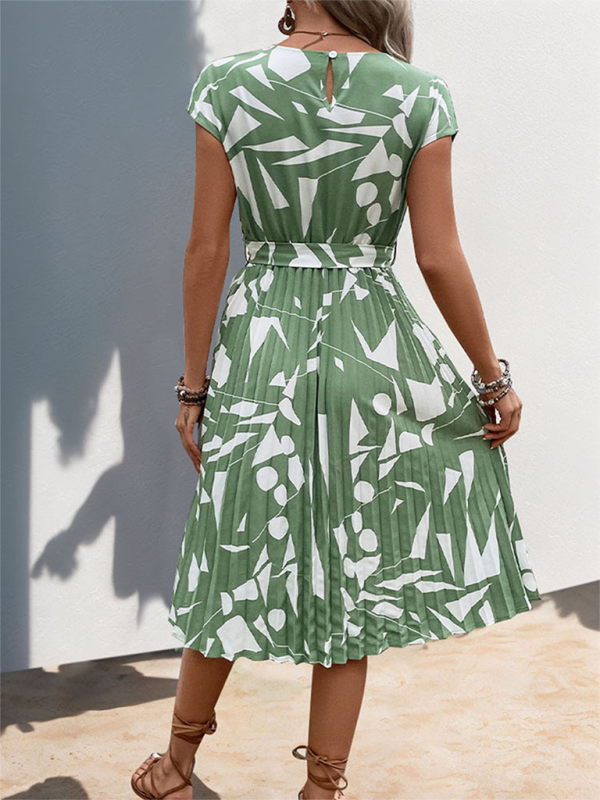Neues Plisseekleid mit geometrischem Muster für Damen