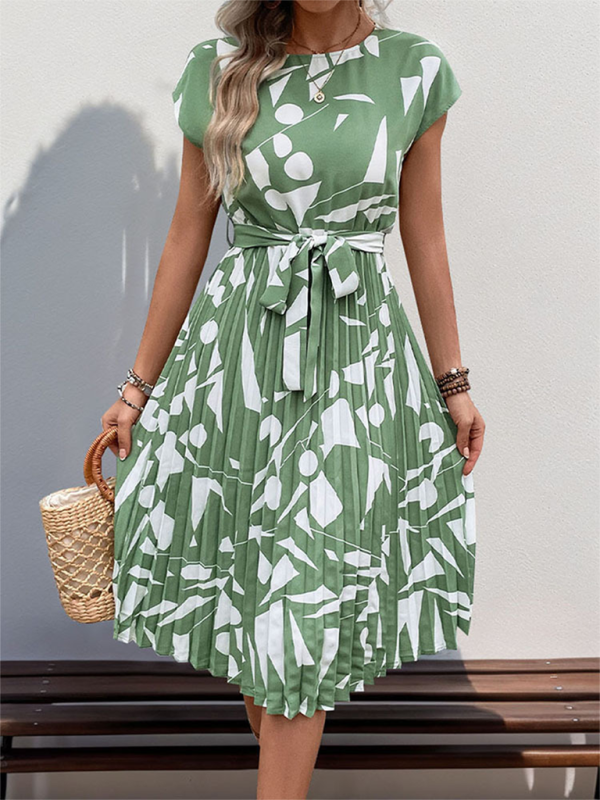 Neues Plisseekleid mit geometrischem Muster für Damen