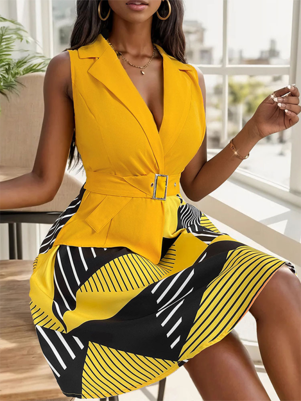 Ärmelloses Damenkleid mit geometrischem Print