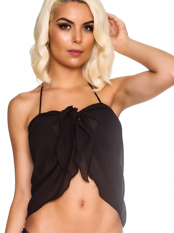 Damen Bikini Cover Up Shirt Strand Wickelkleid Chiffonrock Schürze