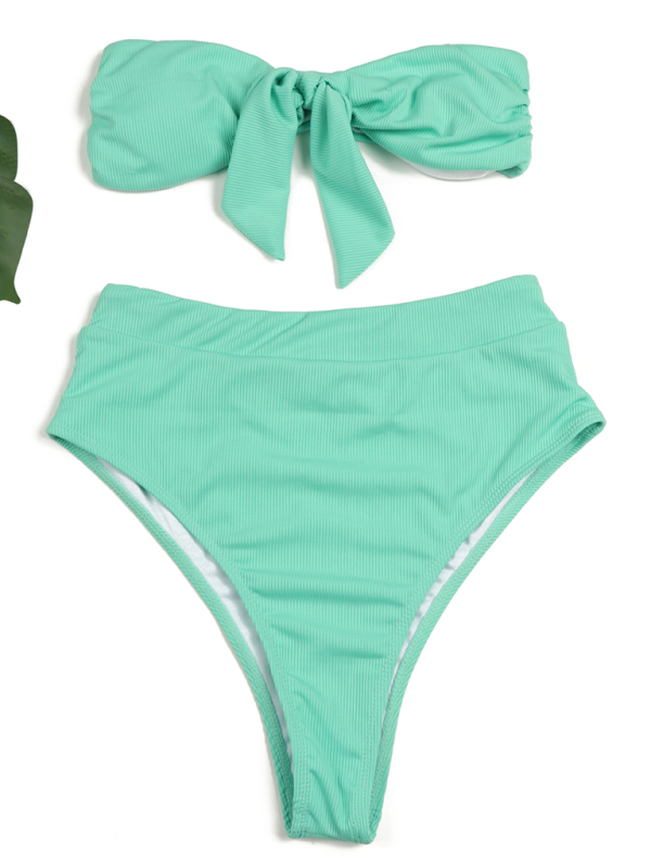 Damen Bikini-Badeanzug mit hoher Taille und Tube-Top