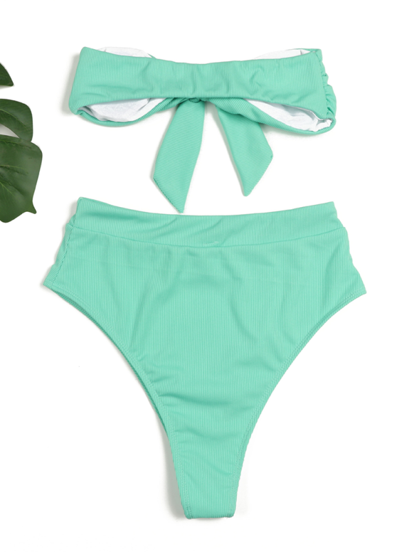 Damen Bikini-Badeanzug mit hoher Taille und Tube-Top