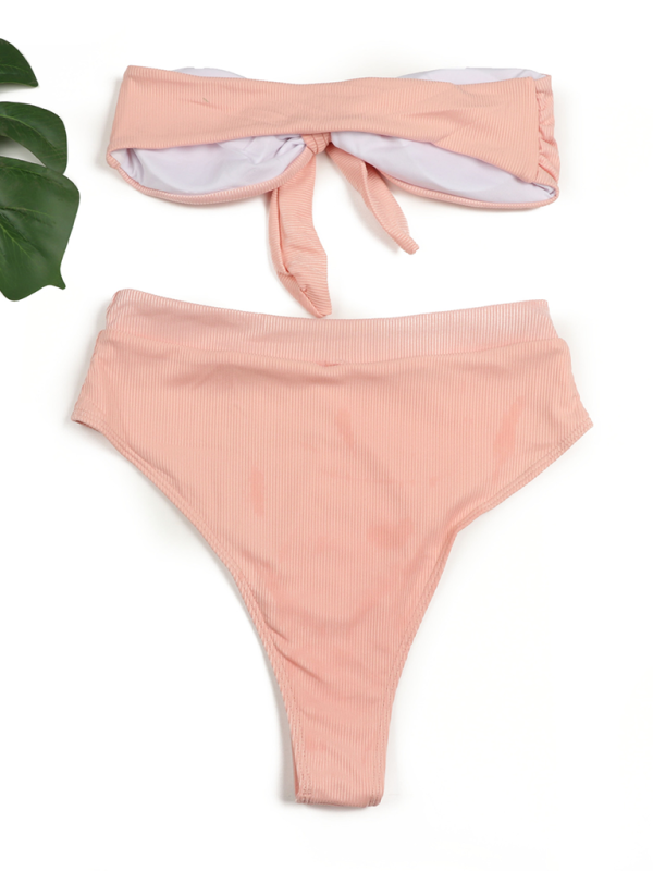 Damen Bikini-Badeanzug mit hoher Taille und Tube-Top