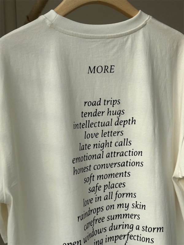 Letter Print Loose Wide Round Neck Short Sleeve Couple T-Shirt