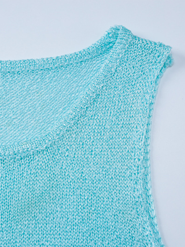 Neue Mode sexy schlanke Rundhals ärmelloses Wollkleid