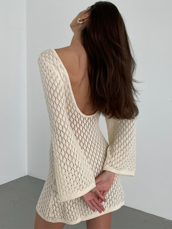 Neue strand kleid einfarbig sexy gestrickte hohl bikini badeanzug cover up sonnenschutz kleidung