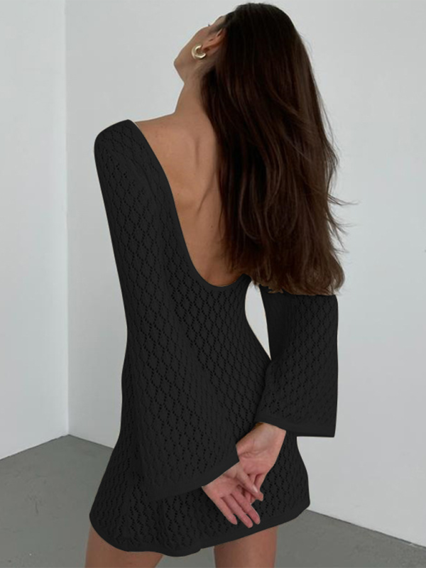Neue strand kleid einfarbig sexy gestrickte hohl bikini badeanzug cover up sonnenschutz kleidung