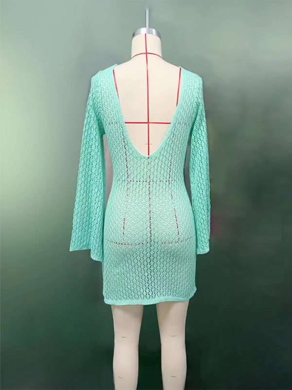 Neue strand kleid einfarbig sexy gestrickte hohl bikini badeanzug cover up sonnenschutz kleidung
