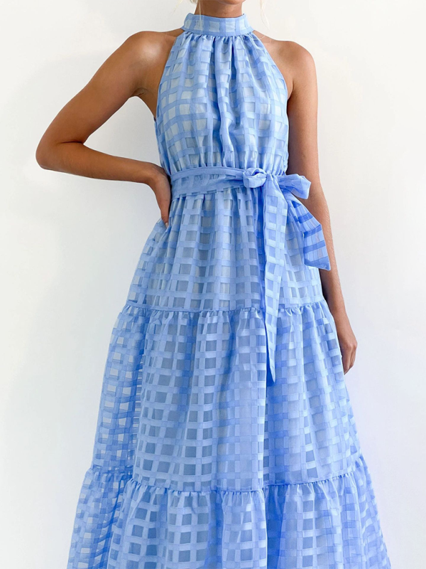 Neues, modisches Neckholder-Kleid in Volltonfarbe