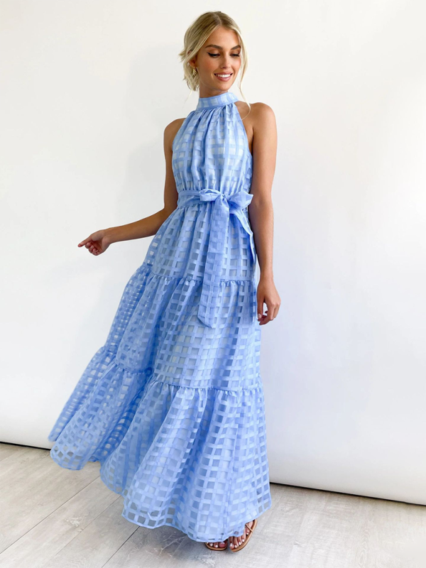 Neues, modisches Neckholder-Kleid in Volltonfarbe