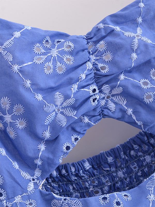 Schlankes Hosenträgerkleid mit hohler Stickerei für Damen