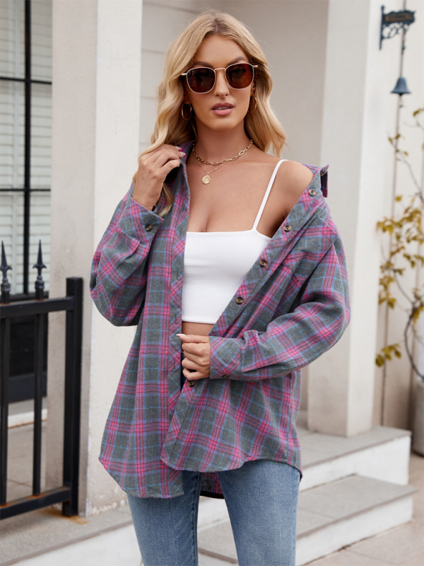 Frauen casual mode hot girl lose kariertes hemd