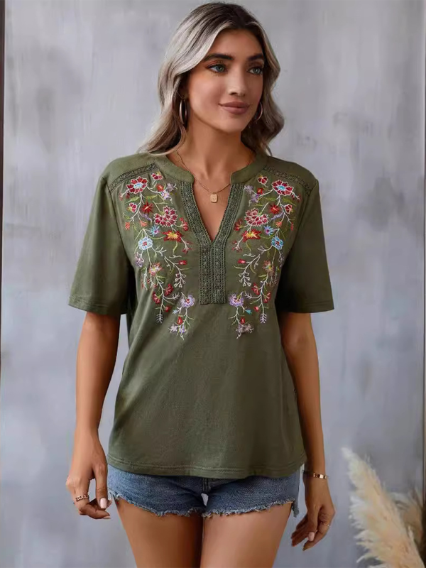 Neues Damenmode-Spitzentop mit Stickereien