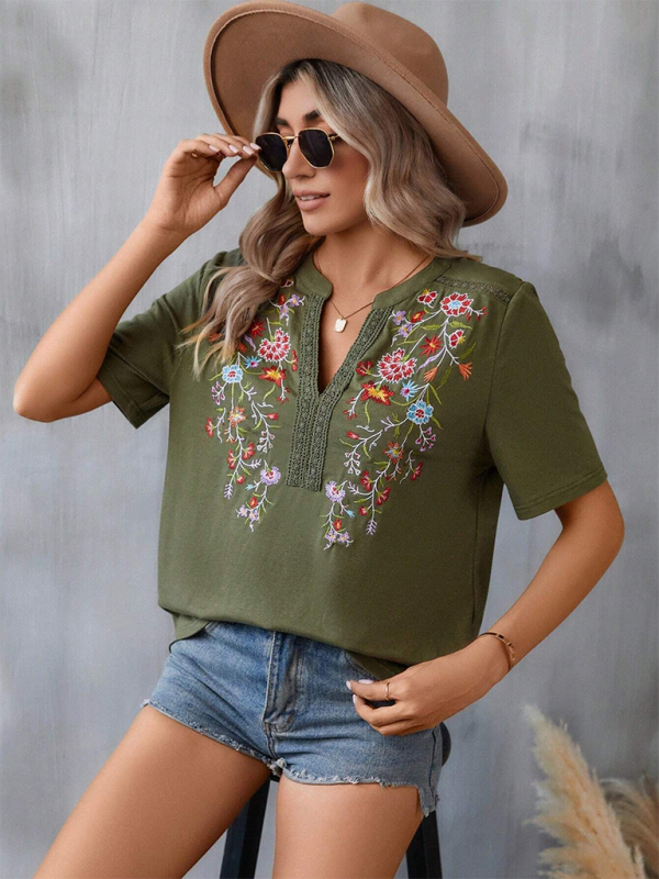Neues Damenmode-Spitzentop mit Stickereien