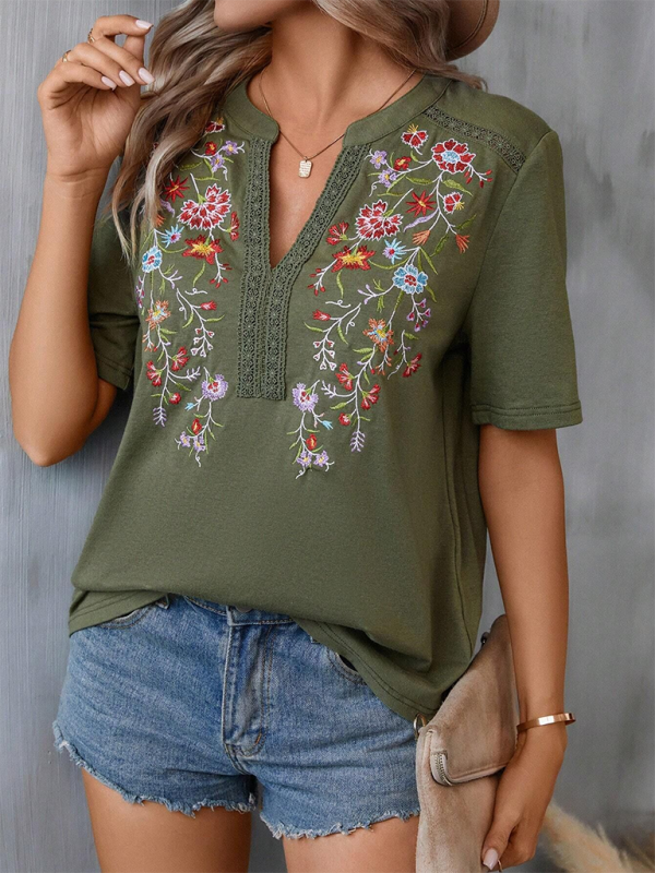 Neues Damenmode-Spitzentop mit Stickereien