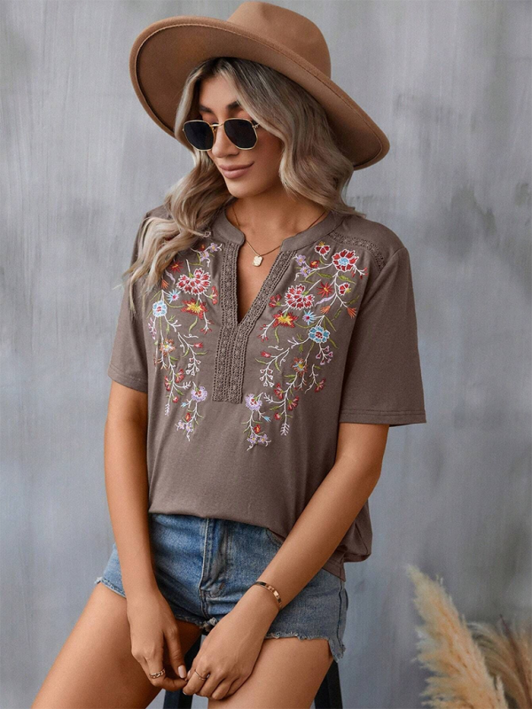 Neues Damenmode-Spitzentop mit Stickereien