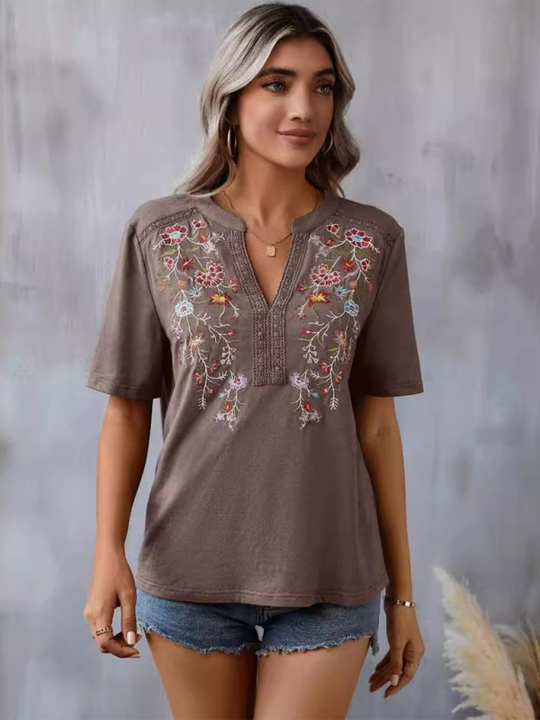 Neues Damenmode-Spitzentop mit Stickereien
