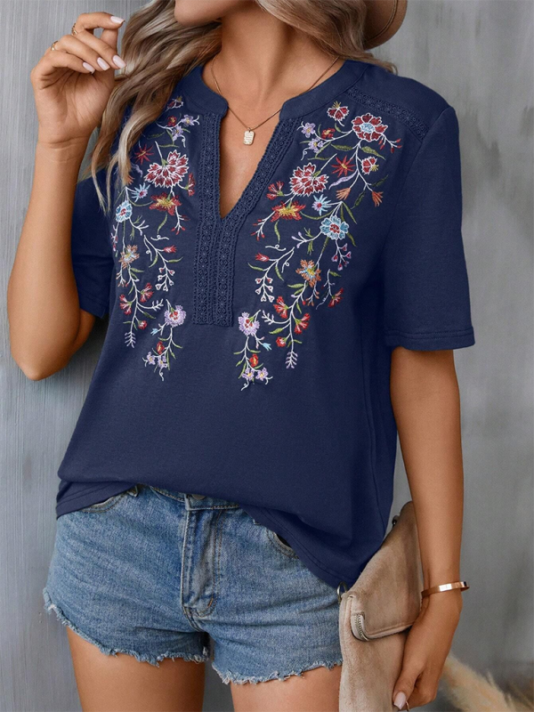Neues Damenmode-Spitzentop mit Stickereien