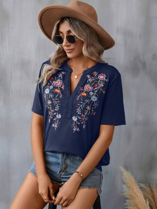 Neues Damenmode-Spitzentop mit Stickereien
