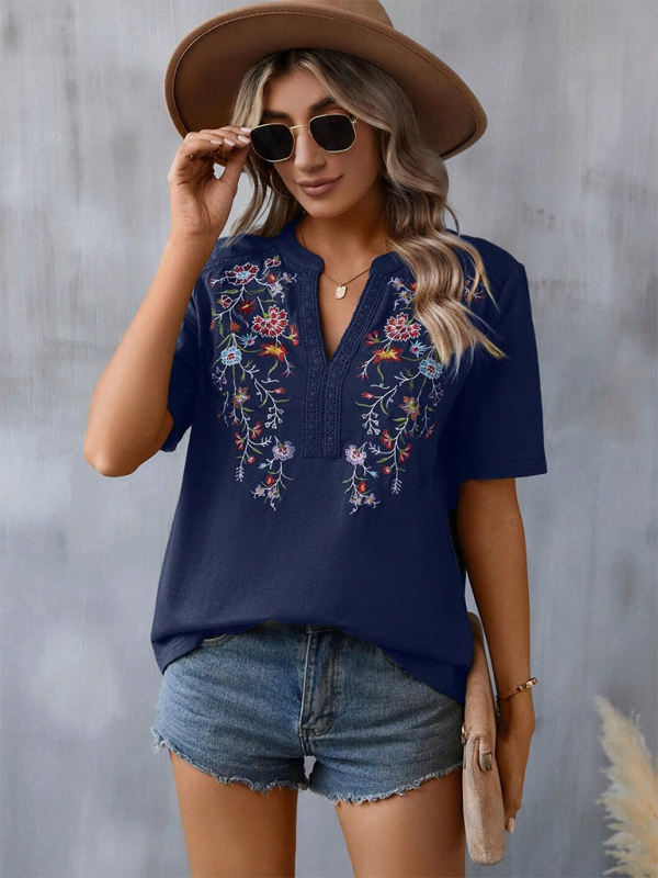 Neues Damenmode-Spitzentop mit Stickereien