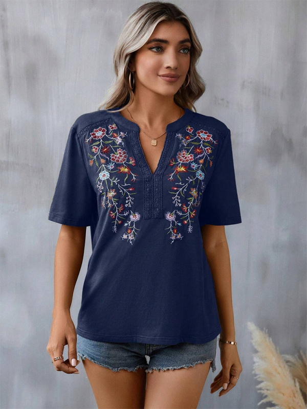 Neues Damenmode-Spitzentop mit Stickereien