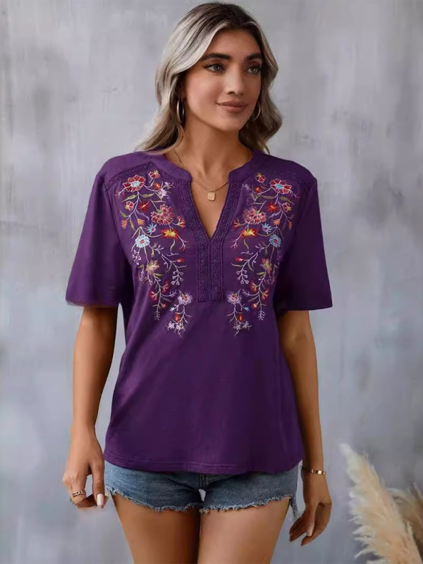 Neues Damenmode-Spitzentop mit Stickereien