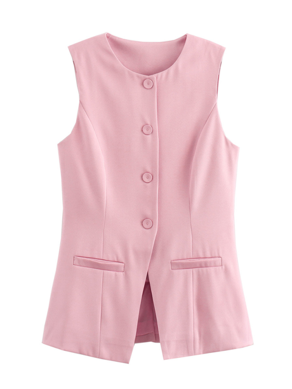 Damen casual neue V-ausschnitt einreiher dünne weste + shorts mode anzug