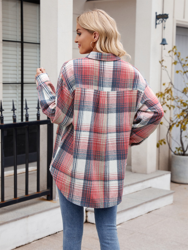 Neues lässiges, modisches Flanell-Tweed-Hemd mit Hahnentrittmuster