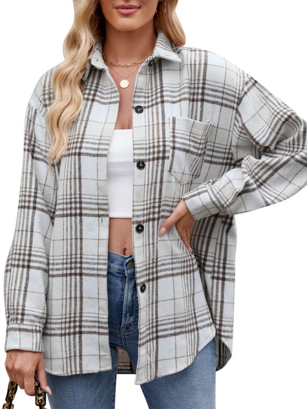 Neues lässiges, modisches Flanell-Tweed-Hemd mit Hahnentrittmuster