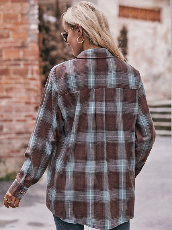 Lässiges, modisches, übergroßes, lockeres Karohemd für Damen