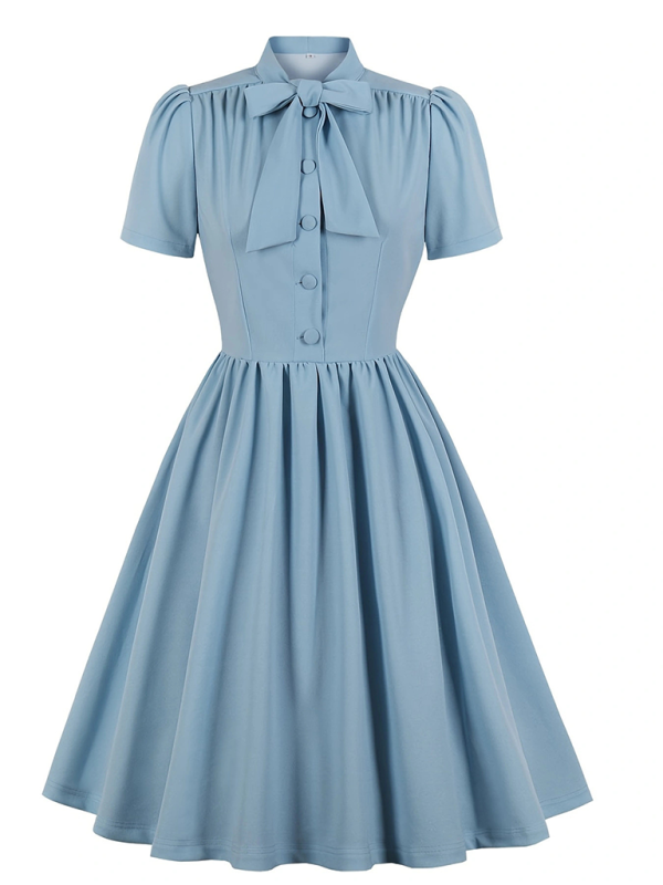 Einfarbiges Swingkleid mit Schnürung für Damen