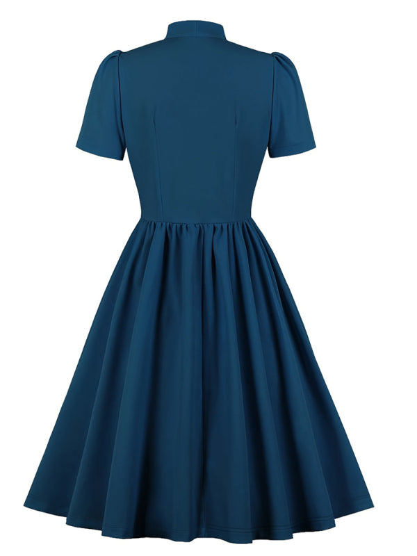 Einfarbiges Swingkleid mit Schnürung für Damen