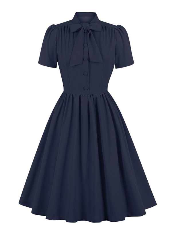 Einfarbiges Swingkleid mit Schnürung für Damen