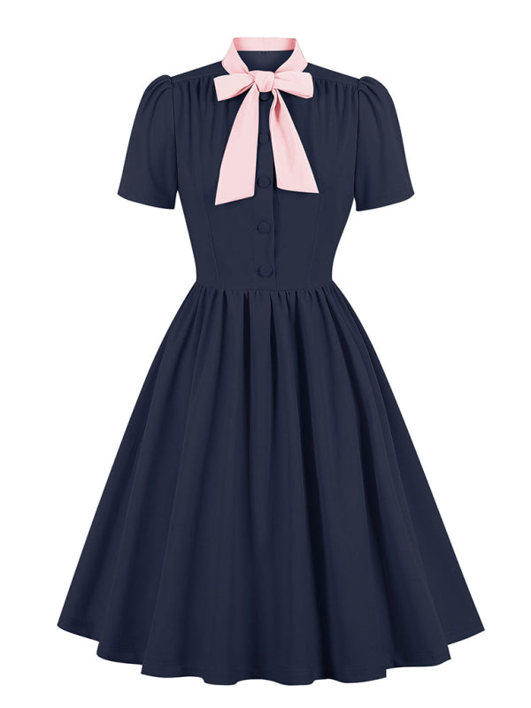 Einfarbiges Swingkleid mit Schnürung für Damen
