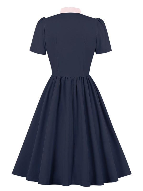 Einfarbiges Swingkleid mit Schnürung für Damen