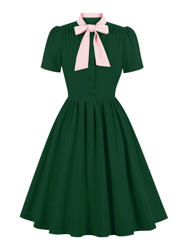 Einfarbiges Swingkleid mit Schnürung für Damen