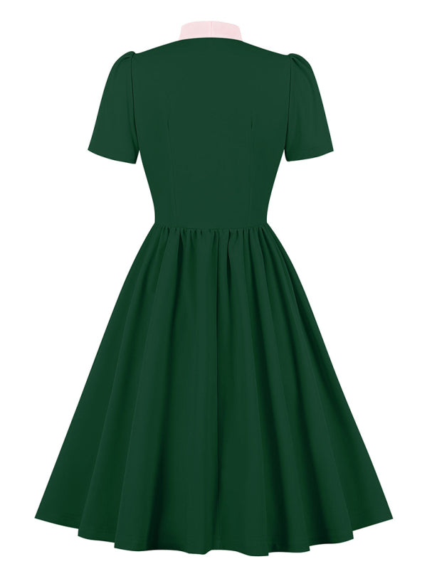 Einfarbiges Swingkleid mit Schnürung für Damen