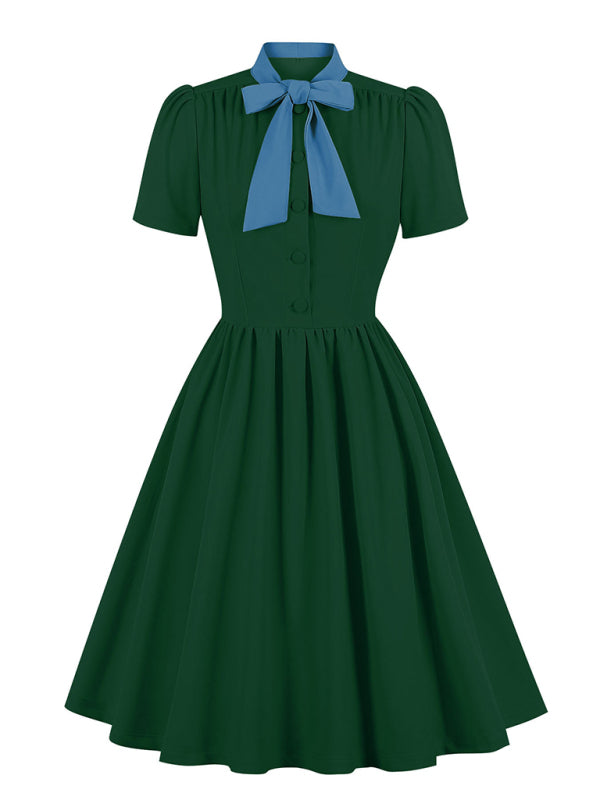 Einfarbiges Swingkleid mit Schnürung für Damen