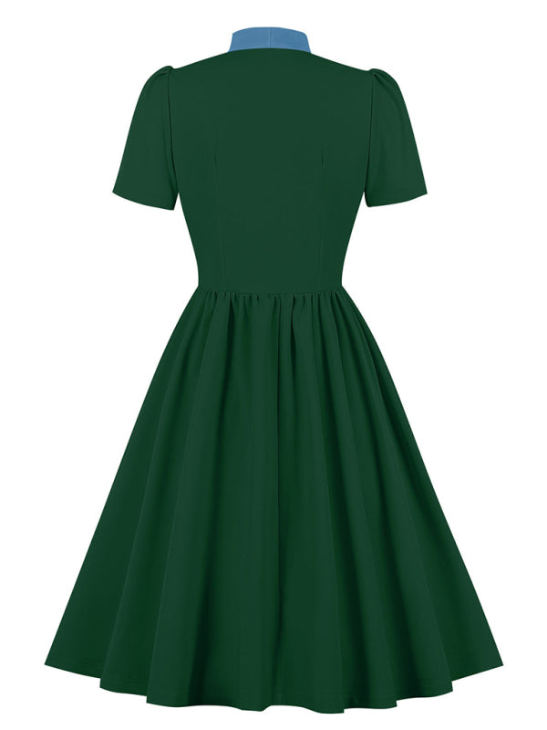 Einfarbiges Swingkleid mit Schnürung für Damen
