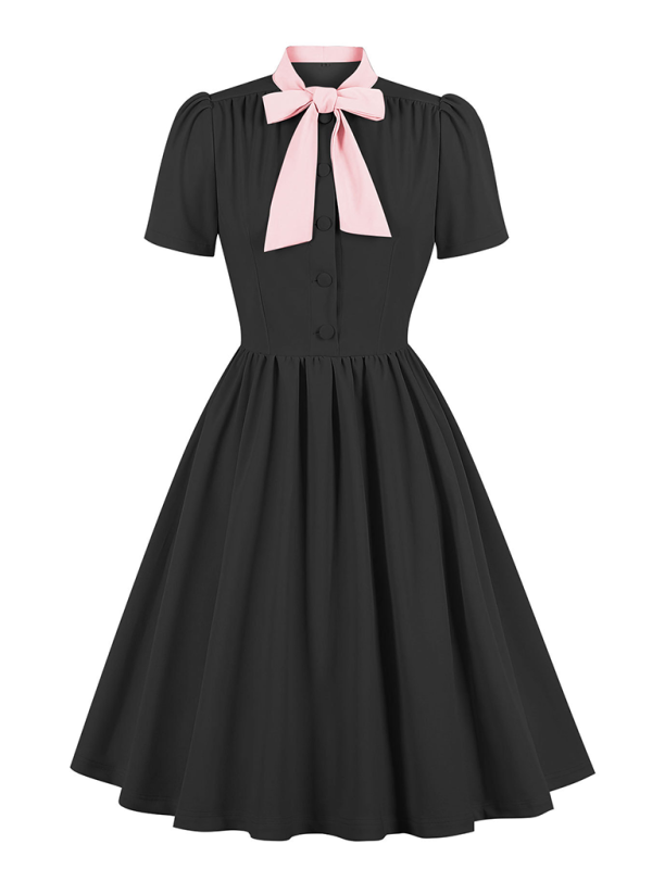 Einfarbiges Swingkleid mit Schnürung für Damen