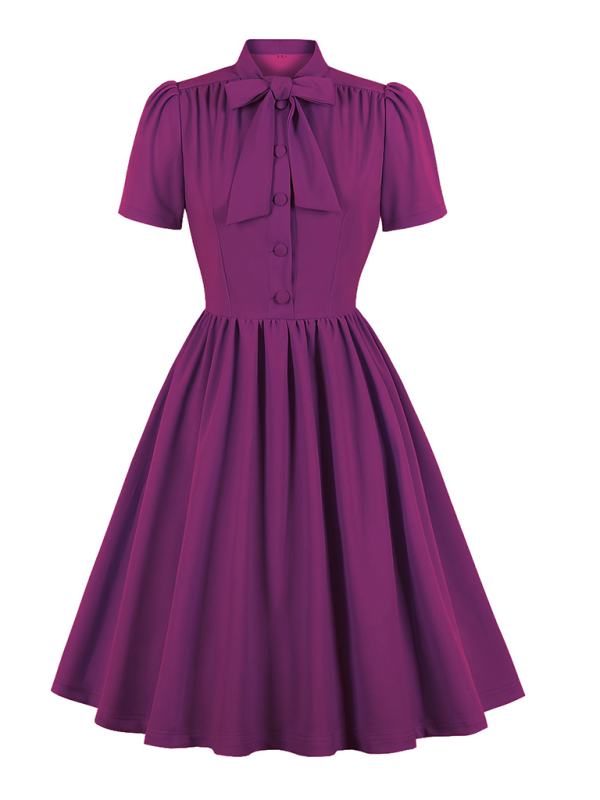Einfarbiges Swingkleid mit Schnürung für Damen