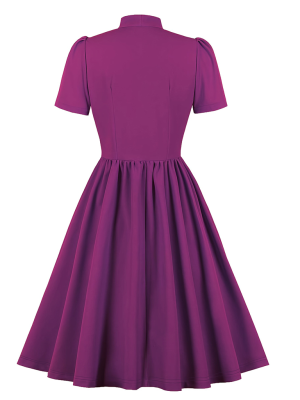 Einfarbiges Swingkleid mit Schnürung für Damen