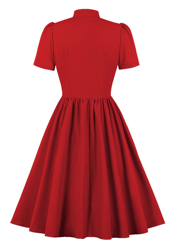 Einfarbiges Swingkleid mit Schnürung für Damen