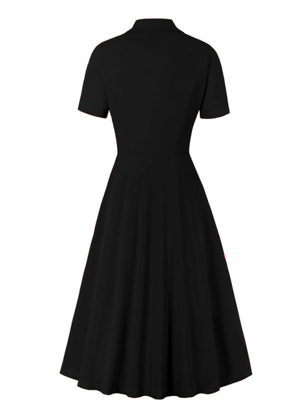 Neues, einfarbiges Kleid mit Anzugkragen für Damen